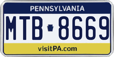 PA license plate MTB8669