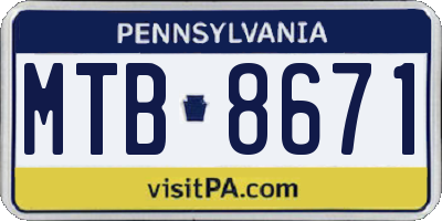 PA license plate MTB8671