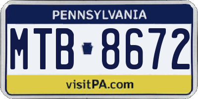 PA license plate MTB8672