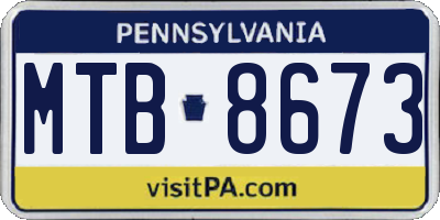 PA license plate MTB8673