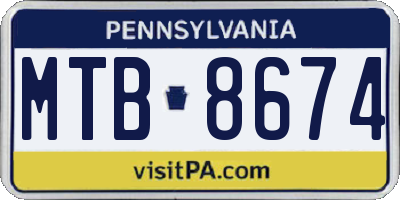 PA license plate MTB8674