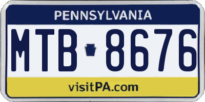 PA license plate MTB8676