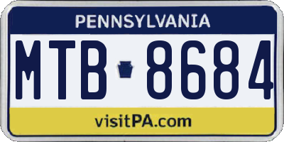 PA license plate MTB8684