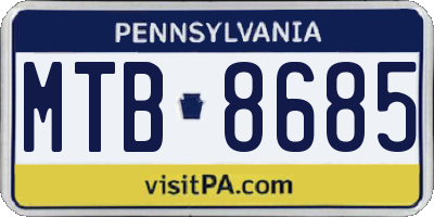 PA license plate MTB8685