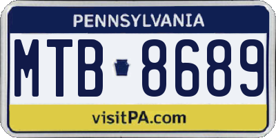 PA license plate MTB8689