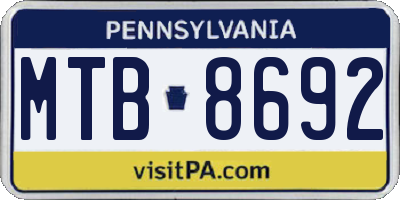 PA license plate MTB8692
