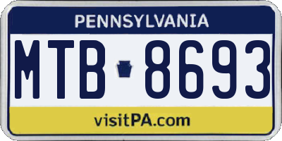 PA license plate MTB8693