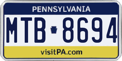 PA license plate MTB8694