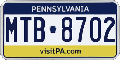 PA license plate MTB8702