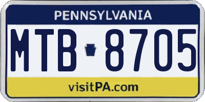 PA license plate MTB8705