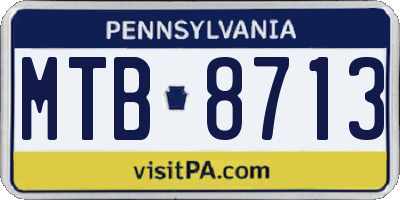 PA license plate MTB8713