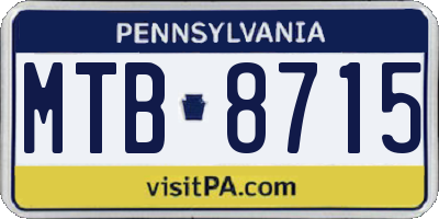 PA license plate MTB8715