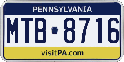 PA license plate MTB8716