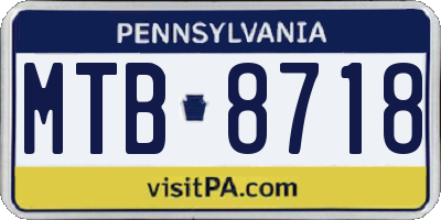 PA license plate MTB8718