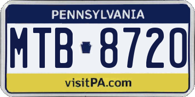PA license plate MTB8720