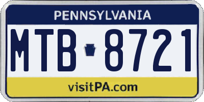 PA license plate MTB8721