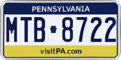 PA license plate MTB8722
