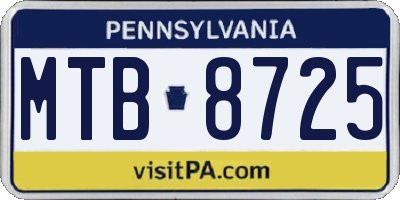PA license plate MTB8725