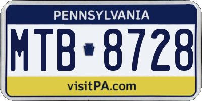 PA license plate MTB8728