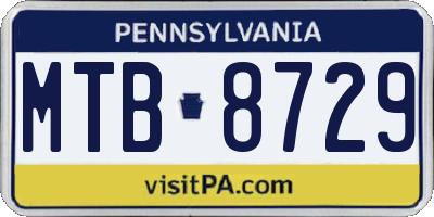 PA license plate MTB8729