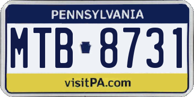 PA license plate MTB8731