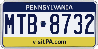 PA license plate MTB8732
