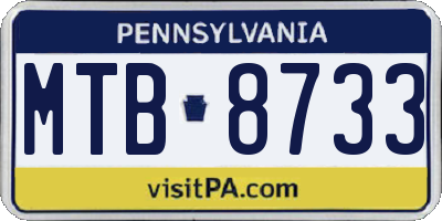 PA license plate MTB8733
