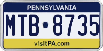 PA license plate MTB8735