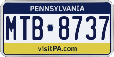 PA license plate MTB8737