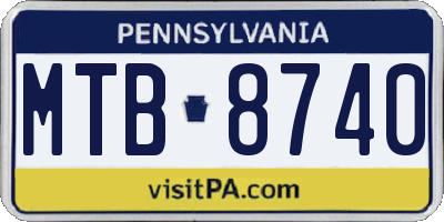 PA license plate MTB8740