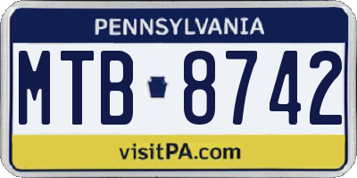 PA license plate MTB8742