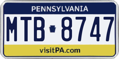 PA license plate MTB8747