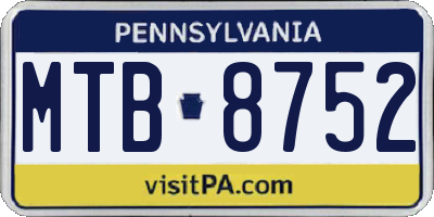 PA license plate MTB8752