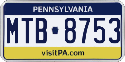 PA license plate MTB8753