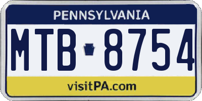 PA license plate MTB8754