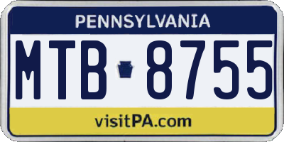 PA license plate MTB8755