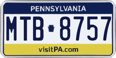 PA license plate MTB8757