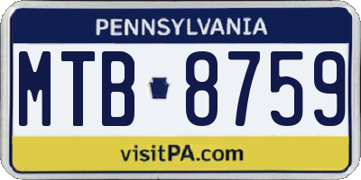 PA license plate MTB8759