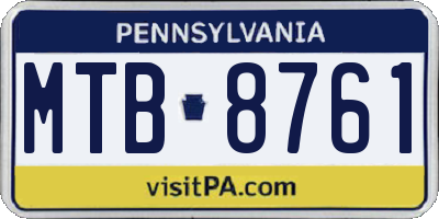 PA license plate MTB8761