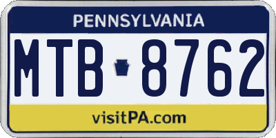 PA license plate MTB8762