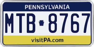 PA license plate MTB8767