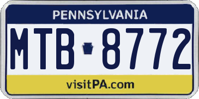 PA license plate MTB8772
