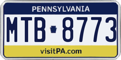 PA license plate MTB8773