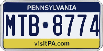 PA license plate MTB8774