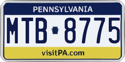 PA license plate MTB8775