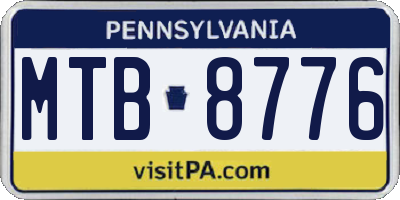 PA license plate MTB8776