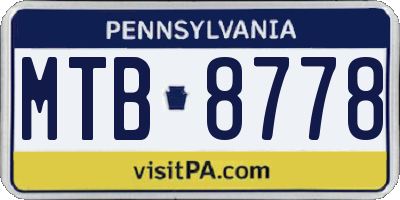 PA license plate MTB8778
