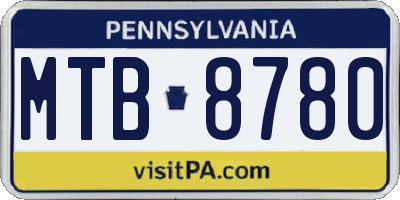PA license plate MTB8780
