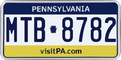 PA license plate MTB8782