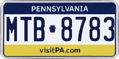 PA license plate MTB8783